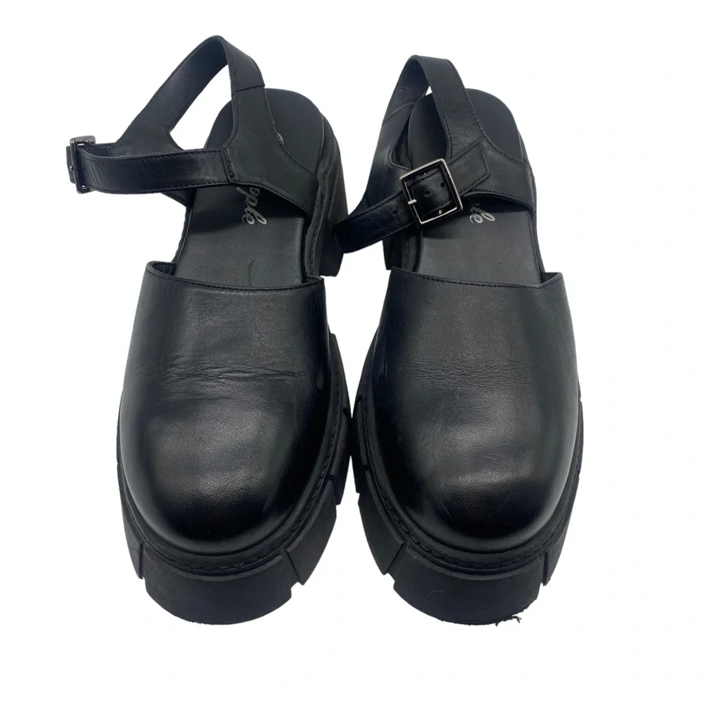 Free People Milan Mary Jane Black Leather Chunky Size 37.5 - Picture 5 of 7